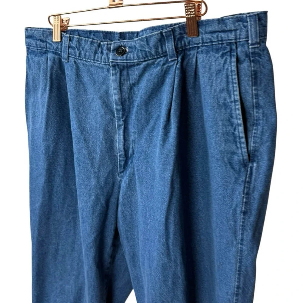 Vintage Farah Pleated Denim Trousers Mens‎ 38/29 Blue Garment Washed 90s Jeans